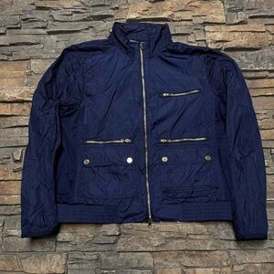 RALPH LAUREN Golf Windbreaker Rain Jacket Women’s XL Navy Blue Full Zip Pockets